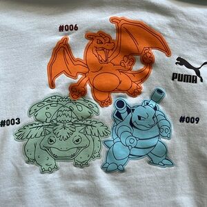 Puma X Pokémon Kids Sweatshirt with Orange, Green, and Blue Characters (Large)